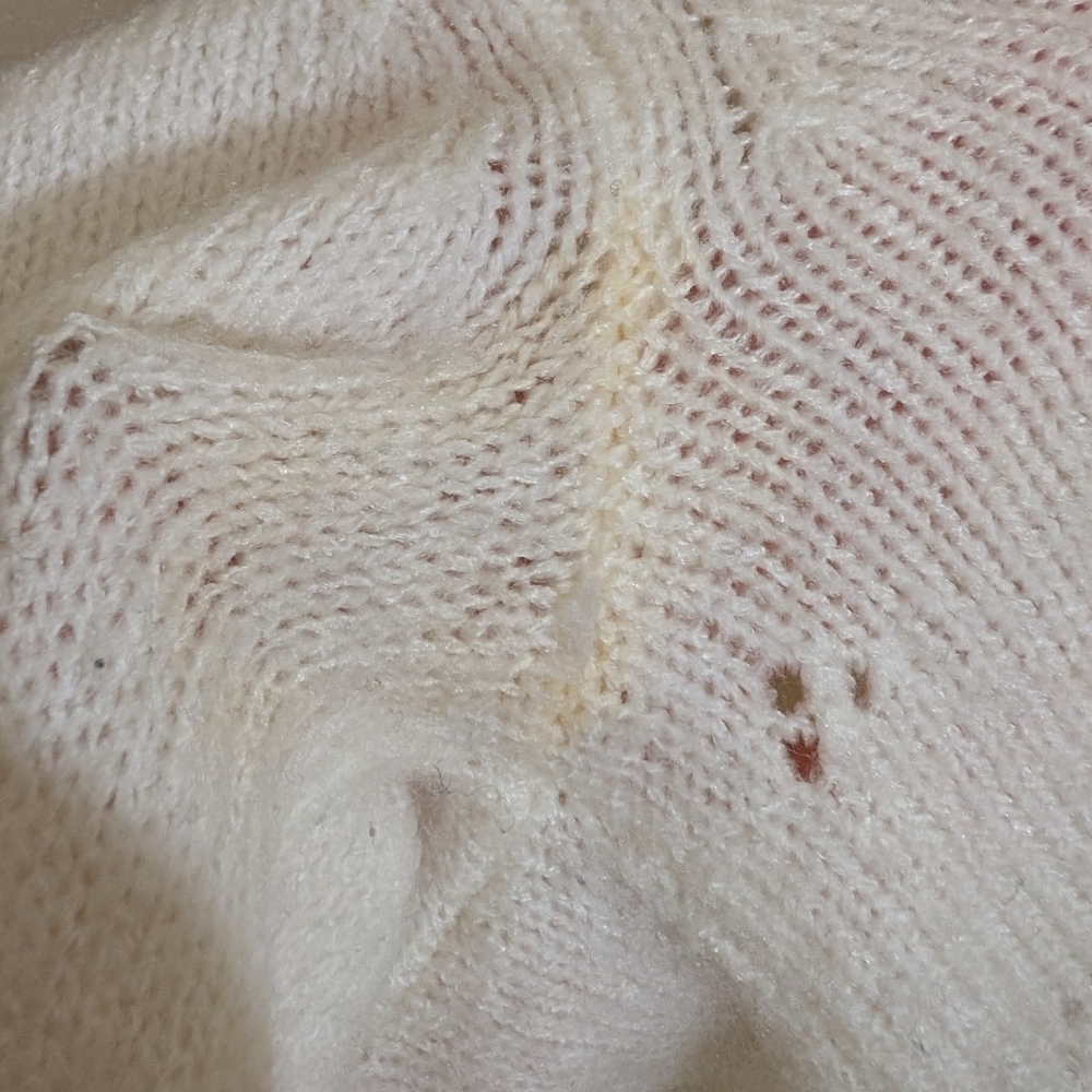 Abercrombie & Fitch White Puff Sleeve Pointelle Cardigan Size XS - Picture 7 of 9